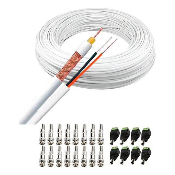 Cabo Coaxial Cftv 100 Metros + Bnc E P4 8 Câmeras Cc144 Foto 1