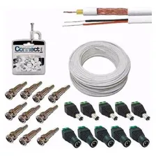 Cabo Coaxial Cftv 100mt + 20 Conectores E Fixa Cabos Kitcom1 Foto mini 1