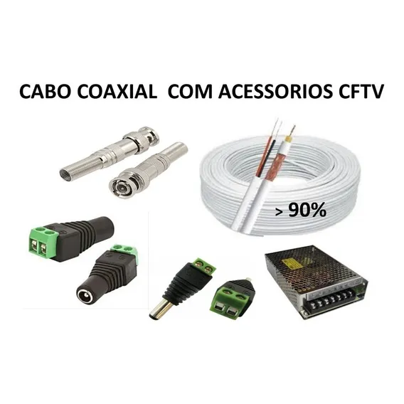 Cabo Coaxial Cftv 150m C/90%, Fonte15 A, Bnc E P4 G15pb40f15 Foto 1
