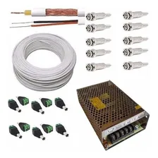 Cabo Coaxial Cftv 80% Malha 100m C/conectores, Fonte P1c20f1 Foto mini 1