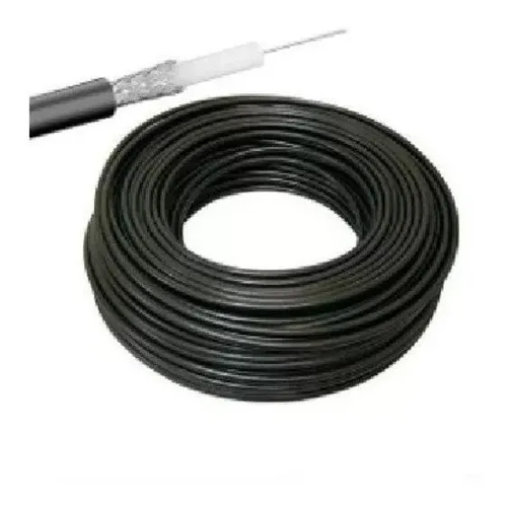 Cabo Coaxial Rg-6 Com Mensageiro Com 100 Metros Cor Preto Foto 1