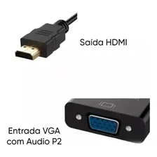 Cabo Conversor Adaptador Hdmi Para Vga Com Saída P2 Áudio Foto mini 3