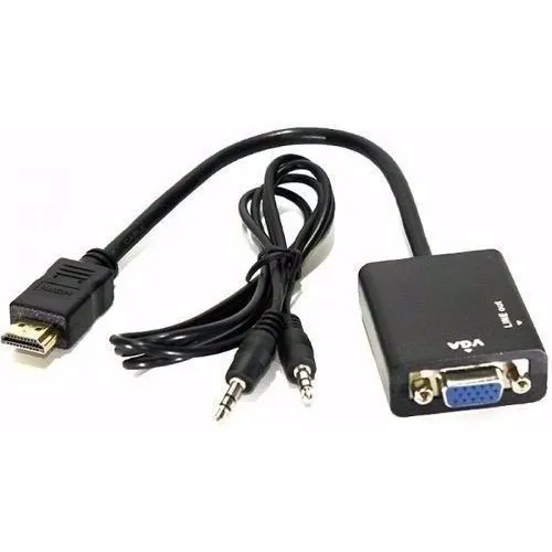 Cabo Conversor Adaptador Hdmi Para Vga Com Saída P2 Áudio Foto 1