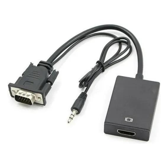 Cabo Conversor Vga Para Hdmi Com Cabo Áudio P2 + Cabo Usb Foto 1