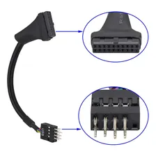 Cabo conversor Xtreme Pc Gaming Usb 3.0 de 20 pinos fêmea para USB 2.0 macho de 9 pinos Foto mini 4
