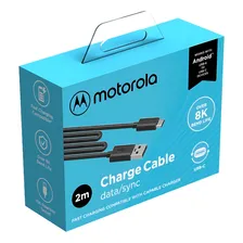 Cabo Dados Motorola Original Usb-c 2 Metros Tipo C Preto Foto  mini 1
