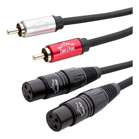 Cabo De Áudio 50cm 2x Xlr Fêmea Para 2x Rca Cabos & Plugs Foto 1