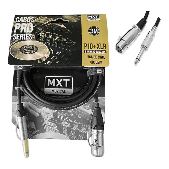 Cabo De Microfone P10 Xlr Mono Mxt Pro Series - 3 Metros Foto 1
