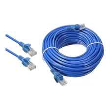 Cabo De Rede 30 Metros Montado Rj45 Ethernet Cat5e Lan Azul Foto mini 1