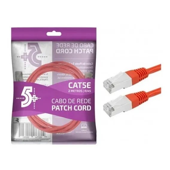 Cabo De Rede Patch Cord Cat5e Ftp 2 Metros Vermelho Blindado Foto 1