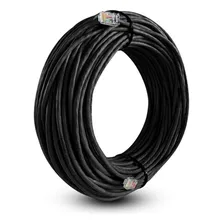 Cabo De Rede Preto Cat6 50 Metros Ethernet Lan Giga 10/1000 Foto  mini 1