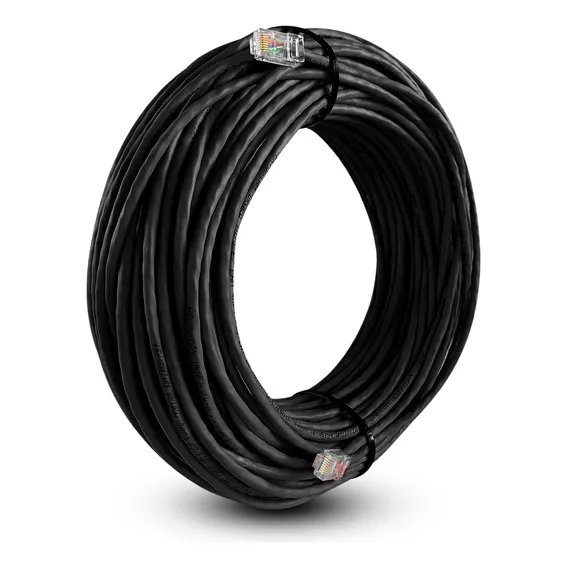 Cabo De Rede Preto Cat6 50 Metros Ethernet Lan Giga 10/1000 Foto 1