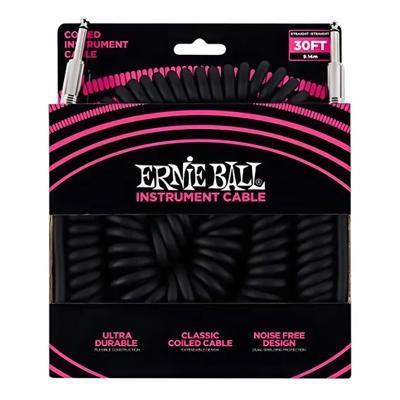 Cabo Ernie Ball P10 Reto Espiral Com 9mts Preto Blindado Foto 1