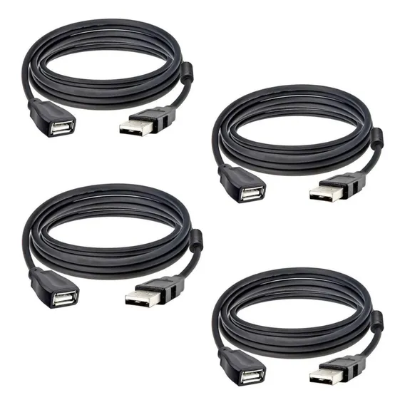 Cabo Extensor Usb 2.0 Am X Af - 3 Metros - Kit 4 Cor Preto Foto 1