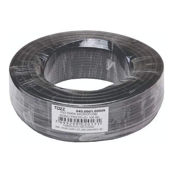 Cabo Guitarra Microfone Mono Blindado Rolo 100 Mt 0.33mm Cor Preto Foto 1