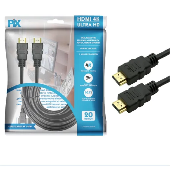 Cabo Hdmi 1.4 - 15 Pinos - Ultra Hd 4k 3d - 20 Metros Pix Foto 1