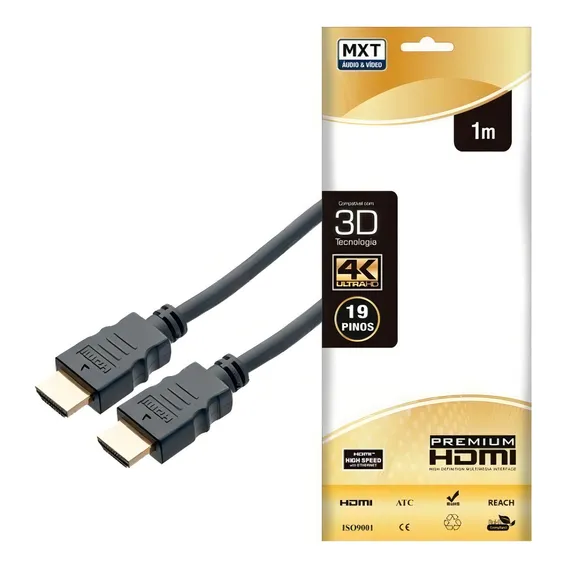 Cabo Hdmi 2.0 19 Pinos Premium - 4k Ultra Hd / 3d - 1 Metro Foto 1