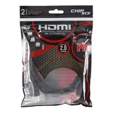Cabo Hdmi 2.0 4k Hdr 3d 19 Pino 2m Pix Chip Sce 018-2222 Foto mini  3