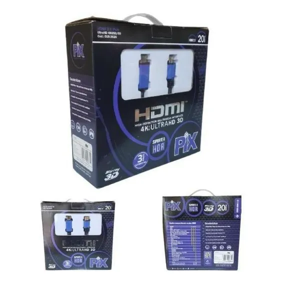 Cabo Hdmi 20 Metros 2.0 19 Pinos 4k Ultra Hd-3d Foto 1