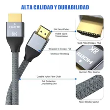 Cabo HDMI 4K Cabo HDMI para TV Entrada HDMI Conector HDMI 2 metros Cabo HDMI 2.1 Vídeo completo 4k 120 hz 8k 60 hz 48 gbps para laptop Ps5 Xbox Silver Tv Jeeyee Foto mini 2