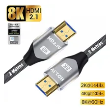 Cabo HDMI 4K Cabo HDMI para TV Entrada HDMI Conector HDMI 2 metros Cabo HDMI 2.1 Vídeo completo 4k 120 hz 8k 60 hz 48 gbps para laptop Ps5 Xbox Silver Tv Jeeyee Foto mini 1