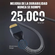 Cabo HDMI 4K Cabo HDMI para TV Entrada HDMI Conector HDMI 2 metros Cabo HDMI 2.1 Vídeo completo 4k 120 hz 8k 60 hz 48 gbps para laptop Ps5 Xbox Silver Tv Jeeyee Foto mini 4