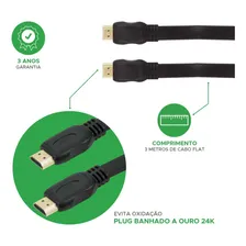 Cabo Hdmi Flat 2.0 Pix 19 Pinos 4k Ultrahd 3d Hdr 3 Metros Foto mini  3
