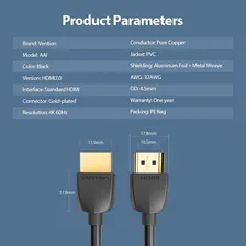 Cabo HDMI preto Vention AAIBG de 1 cabo HDMI 2.0 macho para 1 cabo HDMI 2.0 macho Foto mini 3