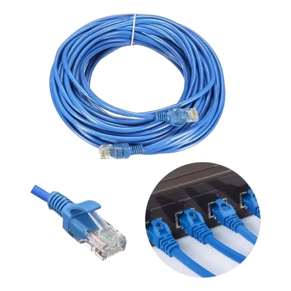 Cabo Internet Azul Cat5e 20 Metros Crimpado Rj45 Foto 1