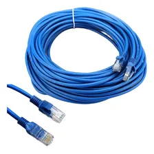 Cabo Internet Azul Cat5e 20 Metros Crimpado Rj45 Foto mini  2