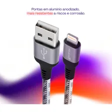 Cabo Lightning Mfi Nylon Reforçado 1,5mt Titanium Ligh10t Geonav Foto mini 4