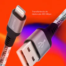 Cabo Lightning Mfi Nylon Reforçado 1,5mt Titanium Ligh10t Geonav Foto mini 3