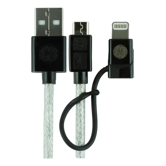 Cabo micro USB Ge 36590 2 em 1+adaptador Lightning cor cinza com prata Foto 1
