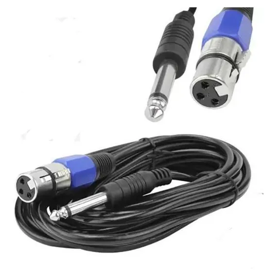 Cabo Microfone P10 Mono X Canon Xlr Femea 5 Metros Foto 1