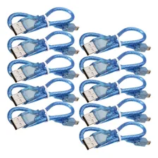 Cabo Mini Usb 2.0 Para Arduino Nano Azul 30cm Kit 10 Peças Foto mini 1
