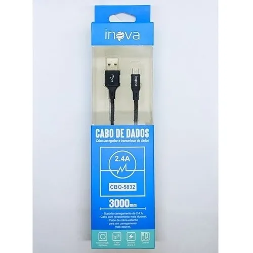 Cabo Mini Usb V8 3 Metros Grande P/ Samsung Motorola LG Etc Foto 1