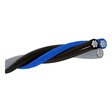 Cabo Multiplex Aluminio-20 Metros Triplex 10mm Neutro Isol Cobertura Preto Cinza E Azul Foto  mini 1