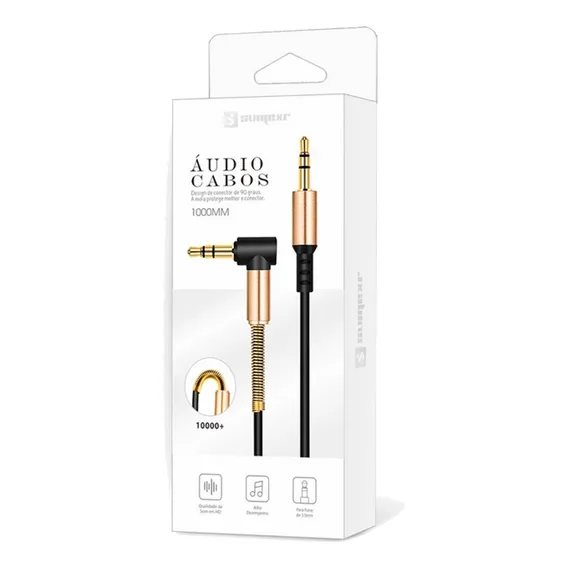 Cabo P2 Auxilar Audio Formato L90 Graus P2 X P2 Audio 3.5mm Foto 1