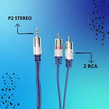 Cabo P2 Estéreo + 2rca Metal Profissional 3m - Kit 10 Cabos Foto mini  3