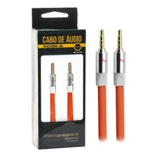 Cabo P2 P2 Auxilar 2 Metros Conector Ouro 3 Vias Flat Stereo Cor Laranja Foto  mini 1