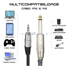 Cabo P2 Stereo P10 Stereo Metal Auxiliar Som Celular Foto mini 4