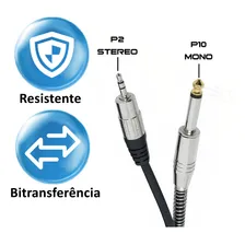 Cabo P2 Stereo P10 Stereo Metal Auxiliar Som Celular Foto mini 2