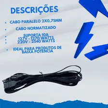 Cabo Prolongador Extensão Eletrica 5 Metros Bipolar 2x0,75mm Normatizado Inmetro Foto mini 4