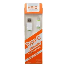 Cabo Rápido 2.4a Usb Type-c 1 Metro Carga E Dados Kd-tc30 Cor Branco Foto mini 1