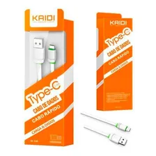 Cabo Rápido 2.4a Usb Type-c 1 Metro Carga E Dados Kd-tc30 Cor Branco Foto mini 3