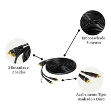 Cabo Rca 5 Metros + 2 Cabos Y 2 M + 1 F P/ Modulo Banh. Ouro Foto mini  2