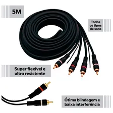 Cabo Rca Blindado 5m Modulo Amplificador Som Automotivo Foto mini  2