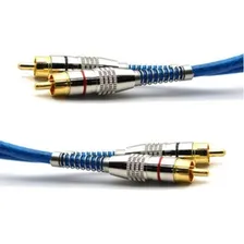 Cabo Rca Prime 1 Metro 5mm Azul Plug De Metal Banhado A Ouro Foto mini  2