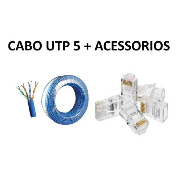 Cabo Rede C/100 Metros 4 Pares Cat5e + 20 Plugs Rj45 Cr1r2 Foto 1