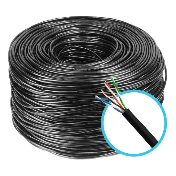 Cabo Rede Cat5 Preto Cftv Multilaser 4 Pares 100 Metro Foto 1